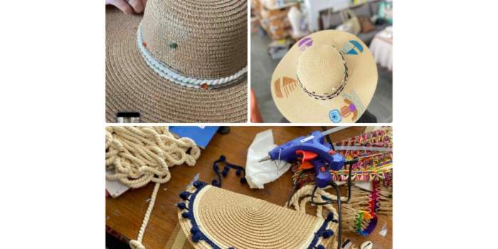 Décoration de chapeaux, mules et sacs